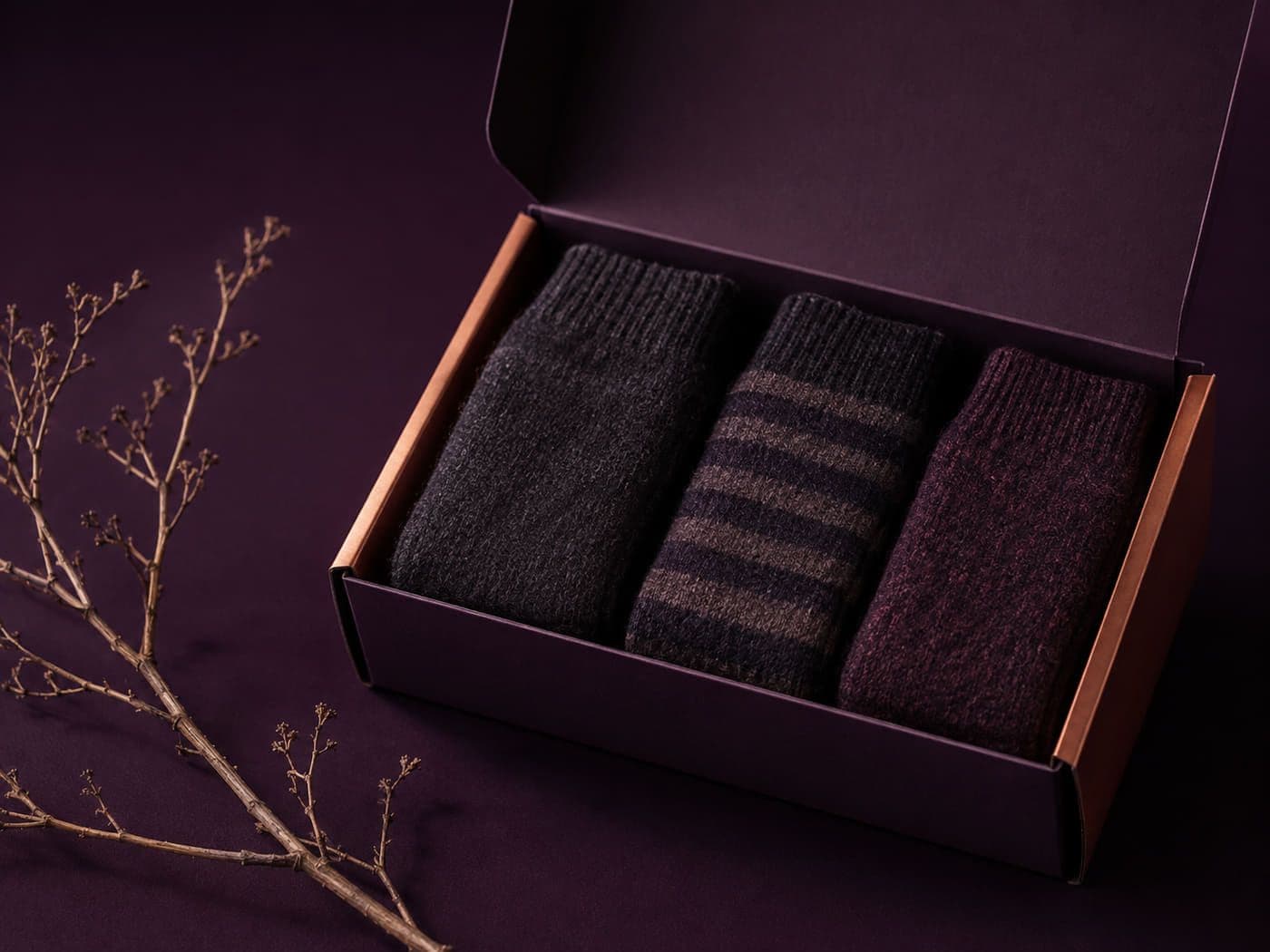 Seasonal gift boxes, shown open